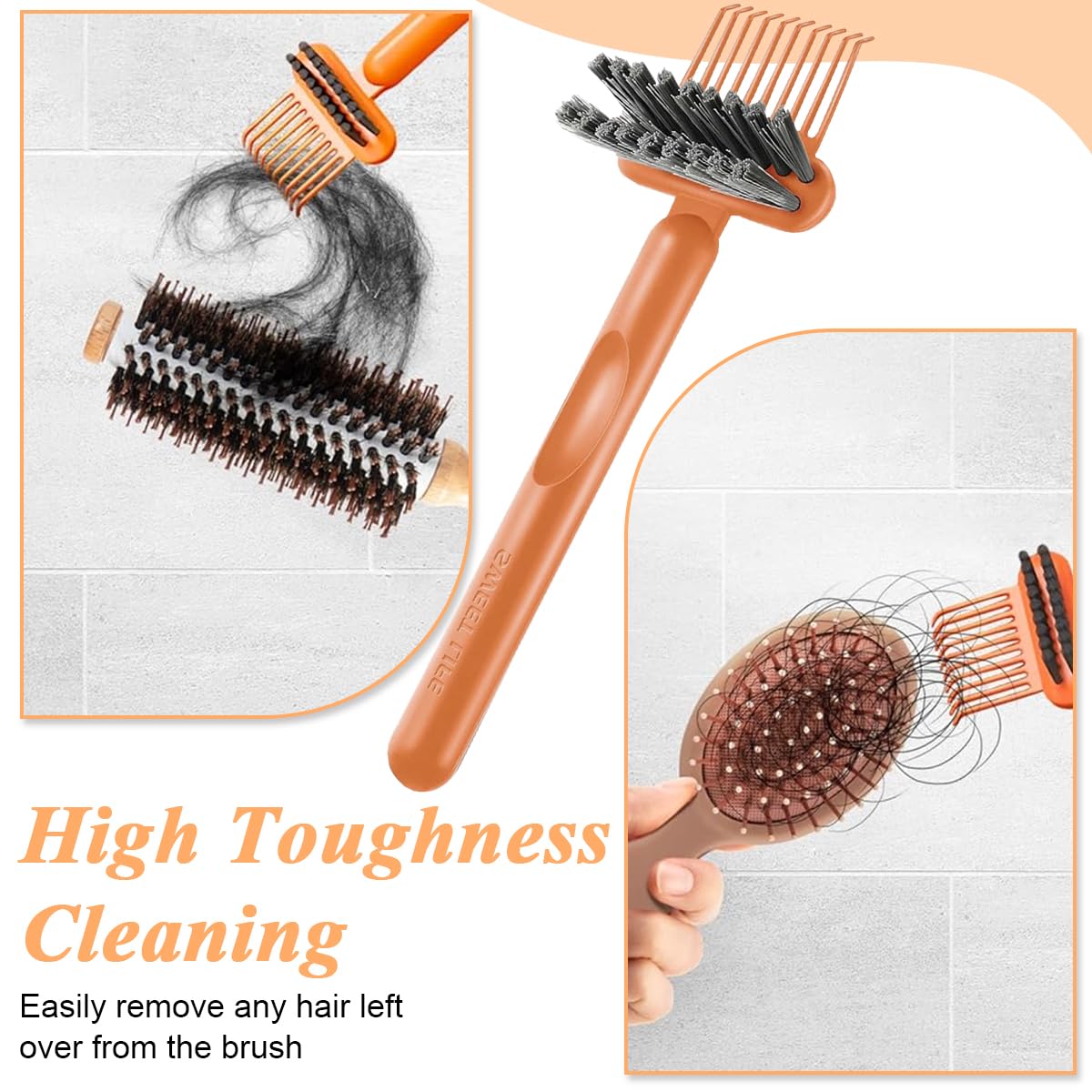 MAYCREATE Hair Brush Cleaner 2-in-1 Hair Brush Cleaner Tool Hair Detangling Comb Cleaning Brush Tangled Hair Remover Tool Rake for Removing Hair Dust, Home or Salon Use