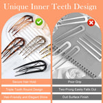 MAYCREATE French Hair Pins for Styling Buns with 3 Tongs Grip 10pcs Acrylic U Clips | Women’s Elegant Accessories