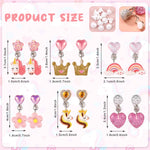 MAYCREATE Clip On Earrings for Girls featuring 6 Pairs Resin Unicorn Heart Designs | Non Pierced Jewelry Set