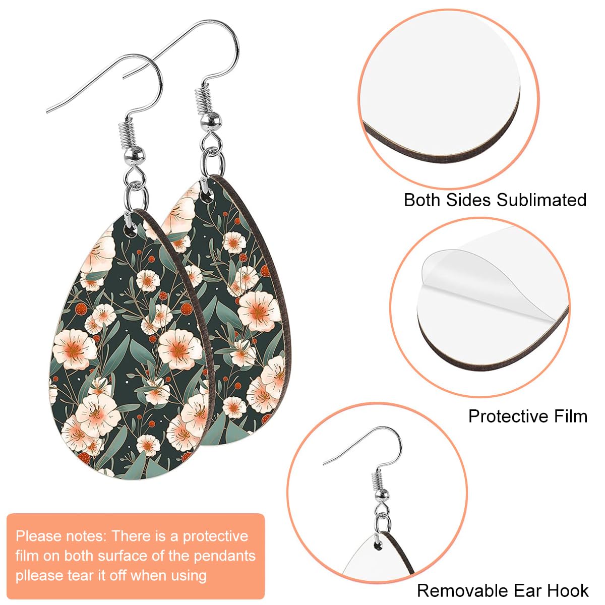 MAYCREATE 50Pcs Sublimation Earring Blanks Bulk, DIY Raindrop Dangle Earrings Making Kit with Earring Hooks, Jump Rings, Ear Plugs, Earring Cards Holder Kit for DIY Crafts