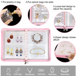 MAYCREATE Transparent Jewelry Storage Book with 60 Pockets for Rings and Necklaces | Pink PVC Anti Tarnish Organizer