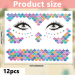 MAYCREATE 12 Sheets Glitter Face Temporary Tattoo for Women Girls, Charming Decals Flowers Face Arm Body Makeup Stickers, Waterproof Butterfly Fake Tattoos for Party, Halloween
