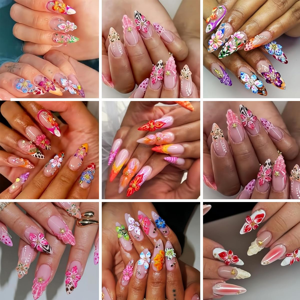 MAYCREATE Nail Charms for DIY Nail Art featuring 24PCS 3D Alloy Hearts Stars & Bows | Reusable Rhinestone Decorations