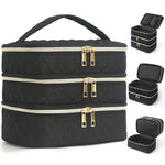 MAYCREATE Makeup Bag for Travel and Daily Use with 3 Compartments and Soft Quilted Nylon | Toiletry Organizer