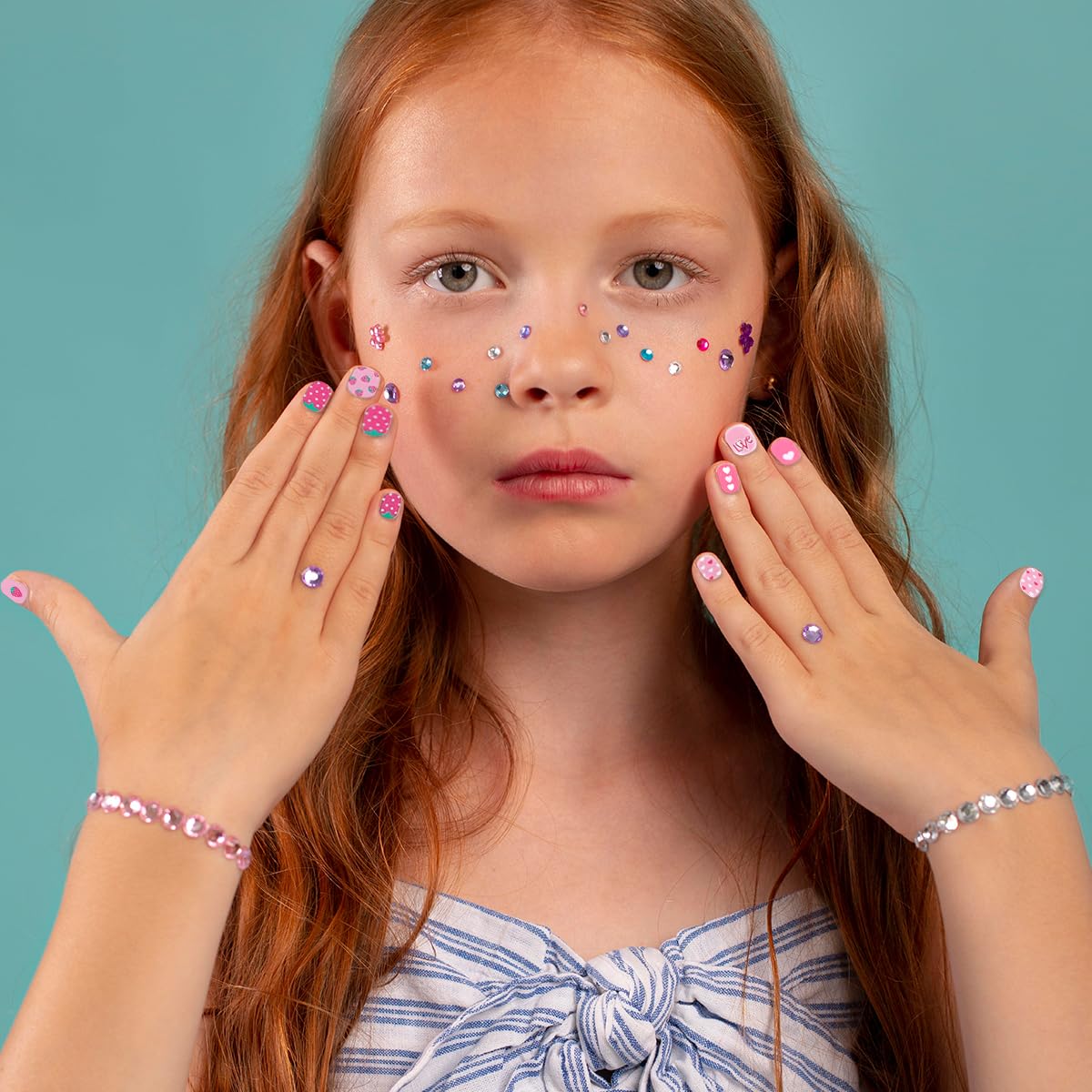 MAYCREATE Nail Stickers for Kids with 10 Colorful Cartoon Sheets and Self‑Adhesive Design | Safe Waterproof Fun for Girls