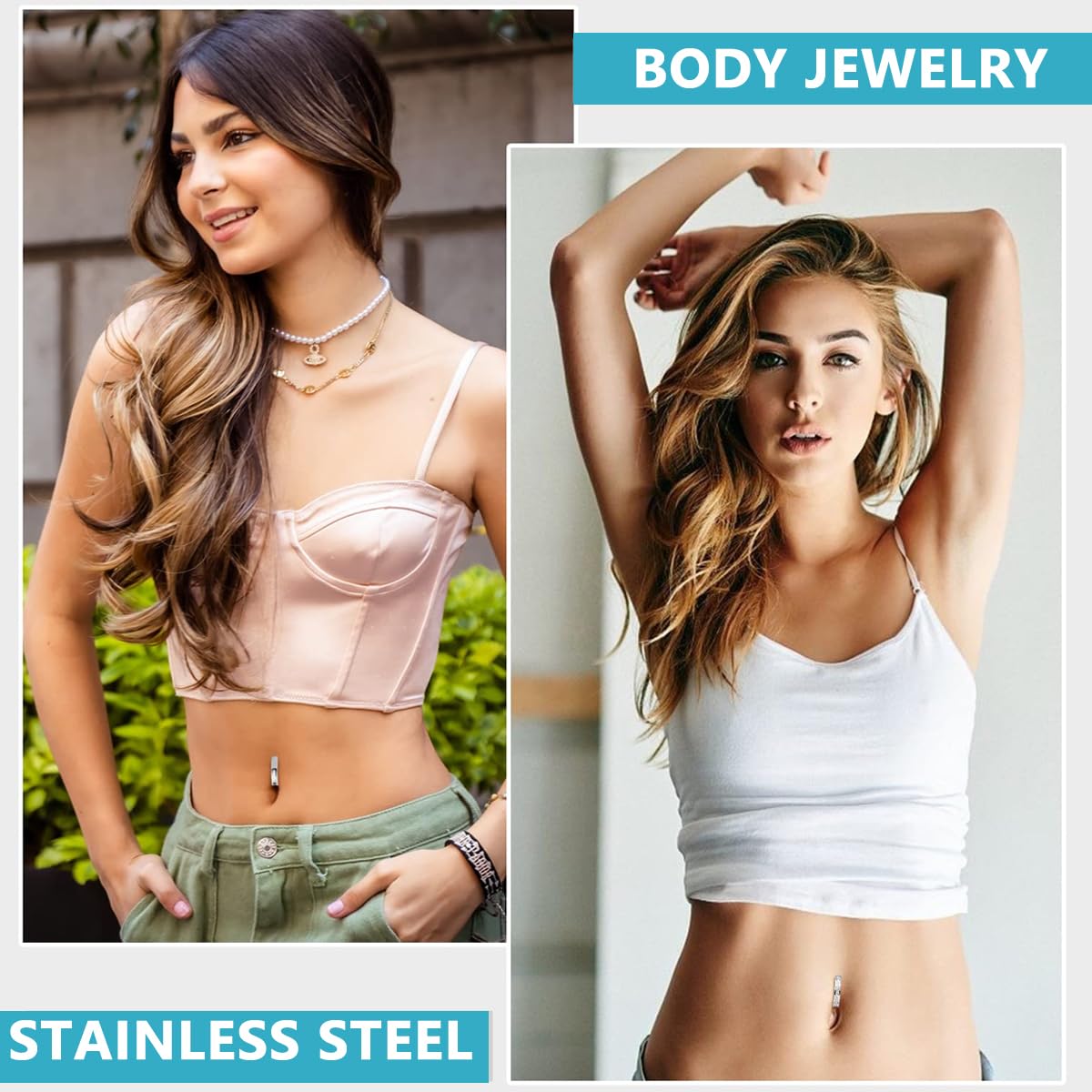 MAYCREATE 3pcs Belly Button Ring Silver Belly Button Ring Creative Navel Rings for Women Girls Navel Rings Body Piercing Fancy Belly Piercing Jewelry