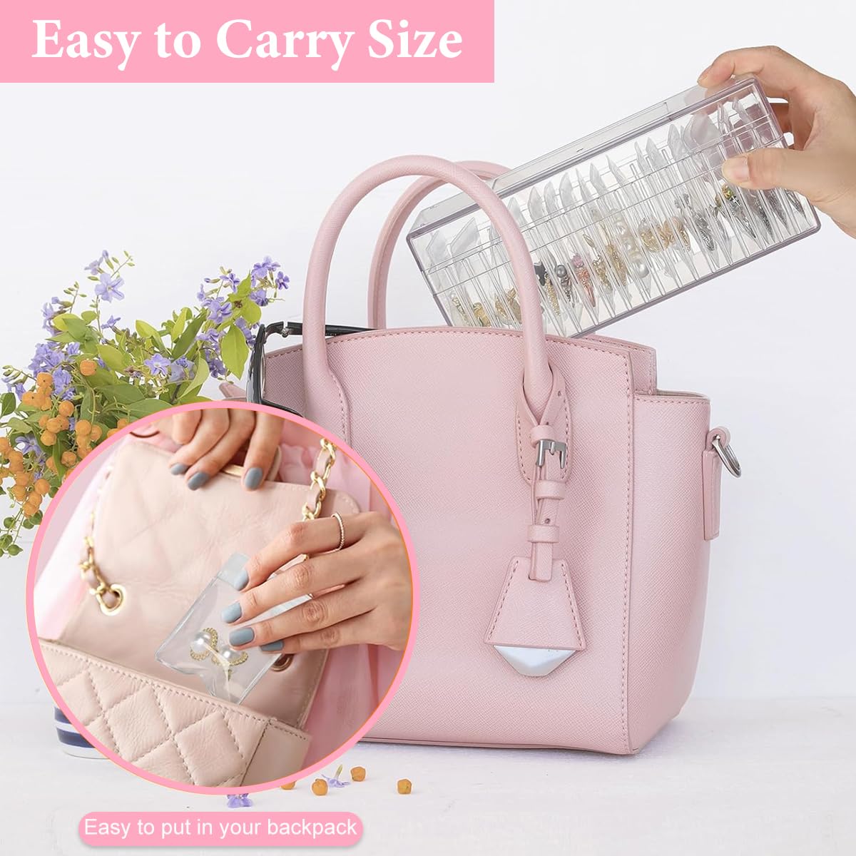 MAYCREATE Jewellery Organisers for Storage and Travel with 20 PVC Pouches and Acrylic Box | Transparent Anti-Tarnish Design