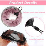 MAYCREATE Hair Buns for Women Girls 7 Pcs with Adjustable Buckle Mesh Net | Lace Brim Cover