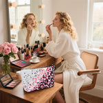 MAYCREATE Makeup Bag for Travel and Daily Use featuring Linen Fabric with Zipper Closure | Gift for Women Girls