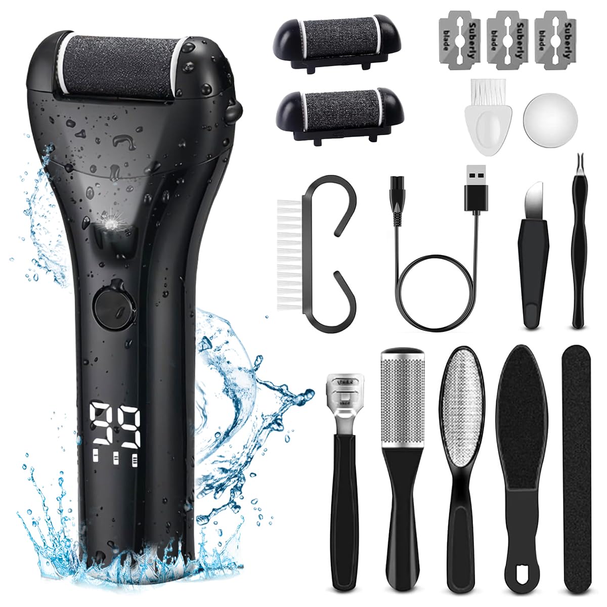 MAYCREATE Rechargeable Electric Callus Remover for Feet 2 Speed, Rechargeable Foot Care, Foot Scrubber For Callus & Dead Skin Removal Electric Pedicure Machine