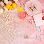 MAYCREATE® 1980PCS Pearl Stickers for Art and Craft Self-Adhesive Faux Pearls Gems for Hair Face Eye Nail Makeup DIY Assorted Sizes