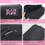 MAYCREATE Blackpink Cosmetic Bag Organizer for School Girls with Double Zippers 15×15×20 cm | Waterproof Polyester Makeup and Pencil Case