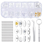 MAYCREATE Eyeglass Nose Pads, Upgraded Glasses Nose Pad Replacement Kit with Screwdriver for Glasses Sunglasses 60 Pairs 12 Style Soft Comfortable