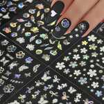 MAYCREATE Nail Art Stickers featuring 30 Sheets Self-Adhesive Holographic Designs for DIY Nails | Aurora Moon and Star Decals for Women and Girls