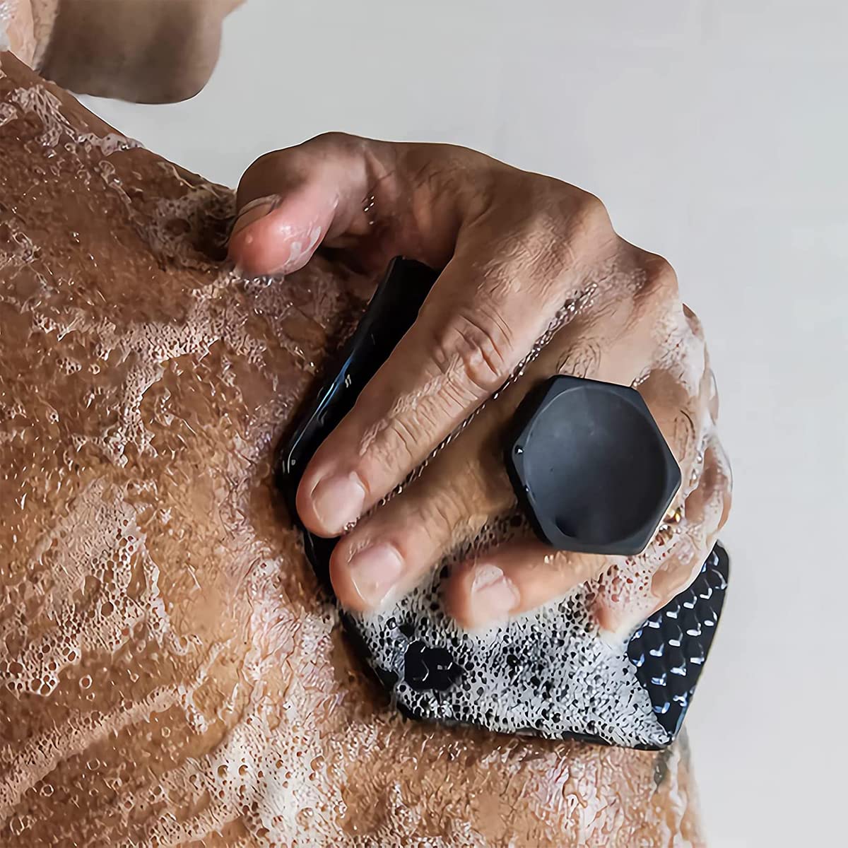 MAYCREATE Silicone Body Scrubber for Shower with Suction Grip and Soft Exfoliating Bristles