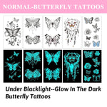 MAYCREATE Temporary Tattoos for Parties with Glow in the Dark Design | 20 Sheets Waterproof Stickers