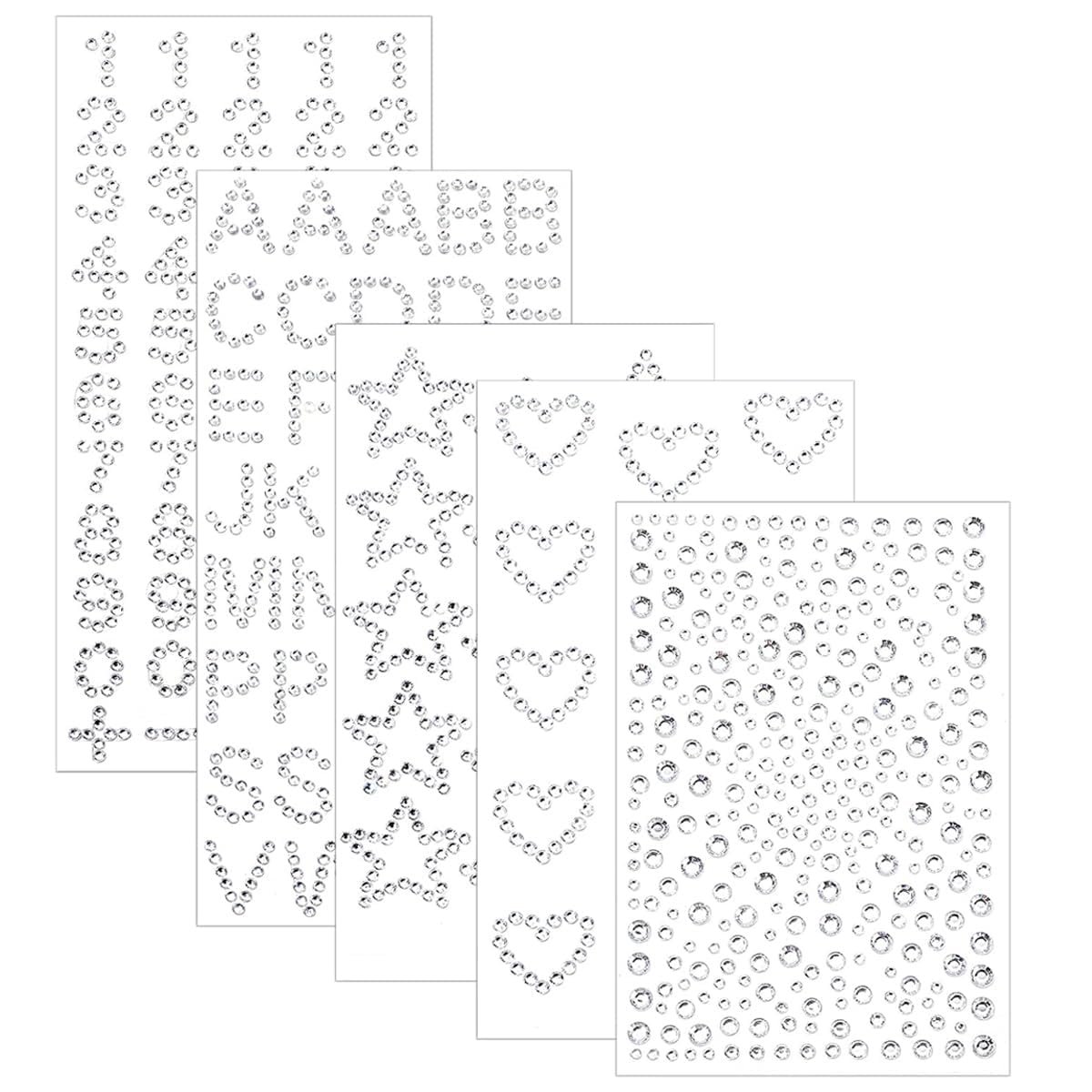 MAYCREATE Rhinestones Face Gems for Makeup and DIY Crafts featuring 5 Sheets Stickers | Self-Adhesive Festival and Body Decor