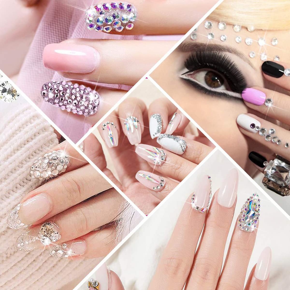 MAYCREATE Nail Art Kit for Girls with 2400 Colorful Rhinestones and Pickup Tools | DIY Manicure Decoration