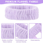 MAYCREATE Spa Headband and Wristband Set for Face Washing with Elastic Microfiber | 9PCS Purple