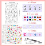 MAYCREATE 6 Sheets Face Gems Rhinestones Pearl Stickers with Tweezer, Self Adhesive Face Jewels Sticker, Glitter Color Festival Hair Gems for Makeup, DIY Crafts, Nail Art, Scrapbooking