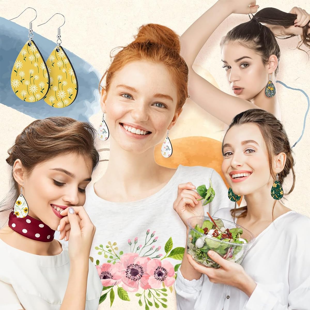 MAYCREATE Sublimation Earring Blanks for DIY Crafts with 50Pcs 1.54 in Raindrop Pendants | Easy Jewelry Making Kit