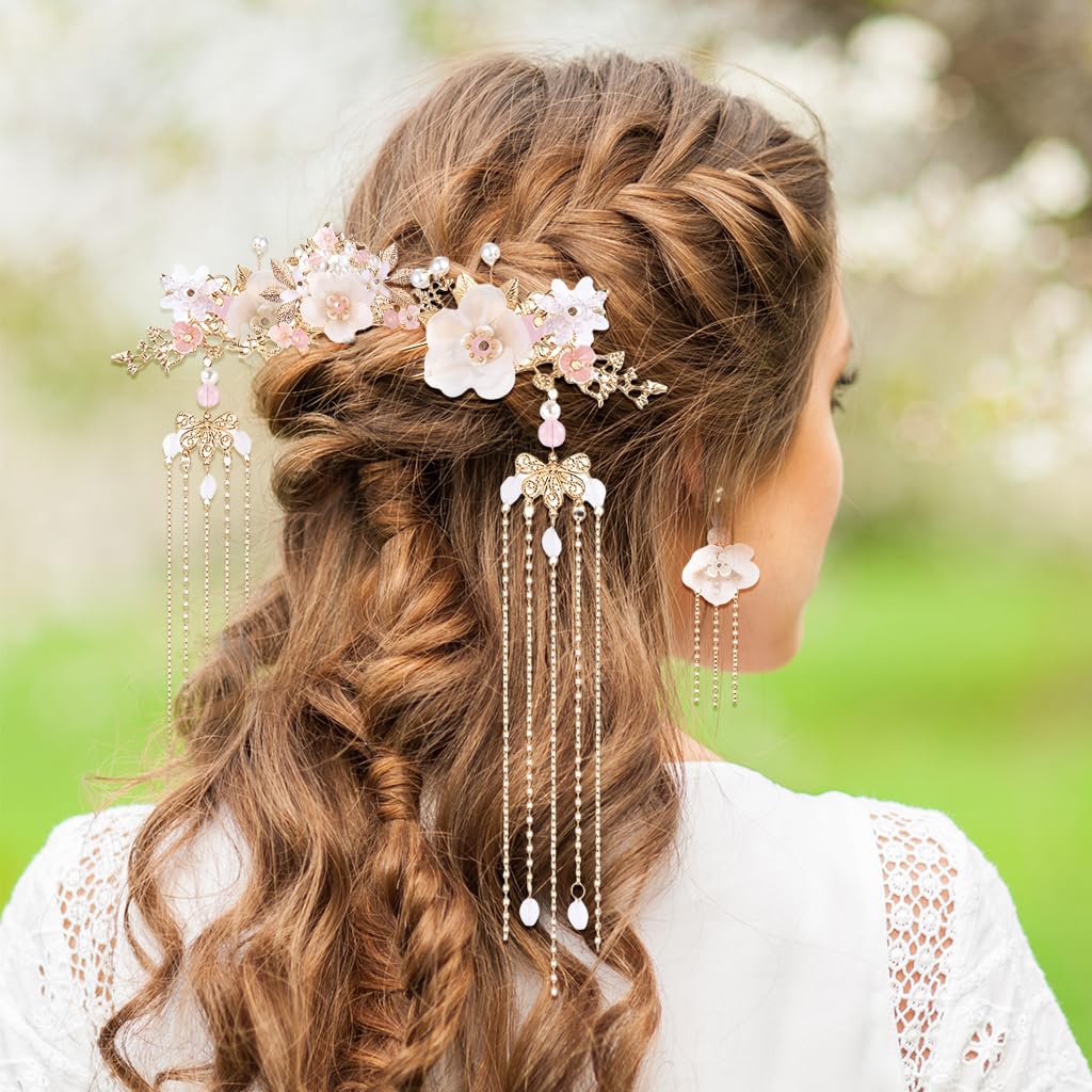 MAYCREATE Hair Accessories Set for Women with 5 Floral Pearl Pieces | Elegant Gift Choice