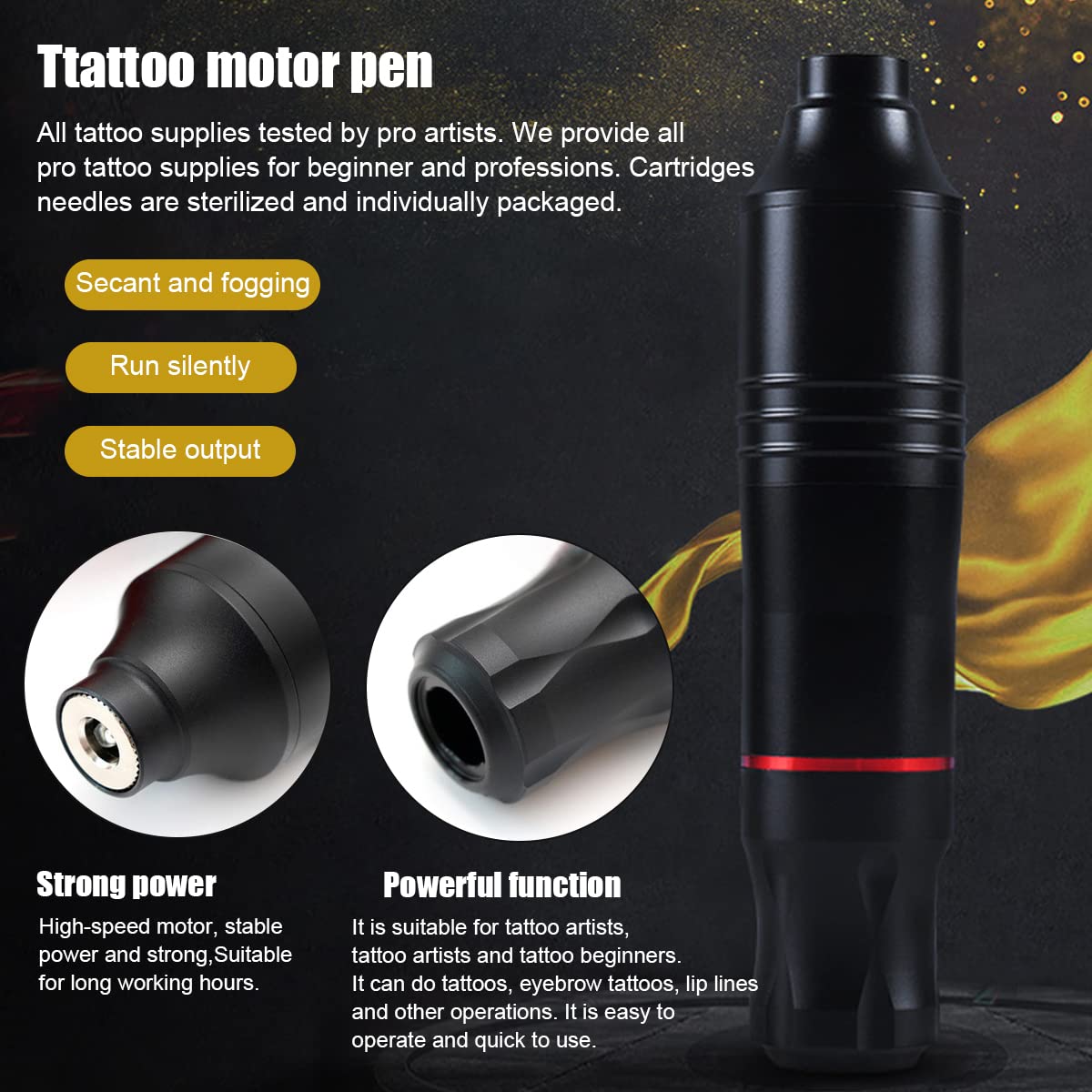 MAYCREATE Tattoo Machine Kit for Beginners with Coreless Motor and Sterilized Cartridges | Pen Rotary Set for Tattoos and Permanent Makeup