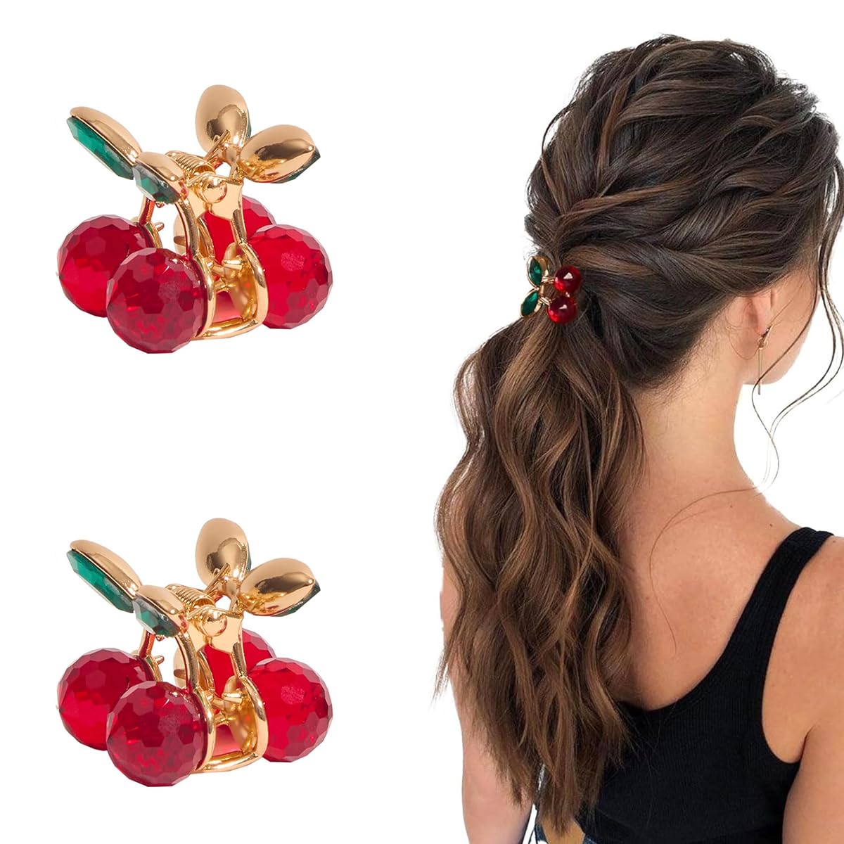 MAYCREATE Cherry Claw Hair Clips for Women featuring Non Slip Grip and Acrylic Alloy Design | 2Pcs Small Fashion Accessories