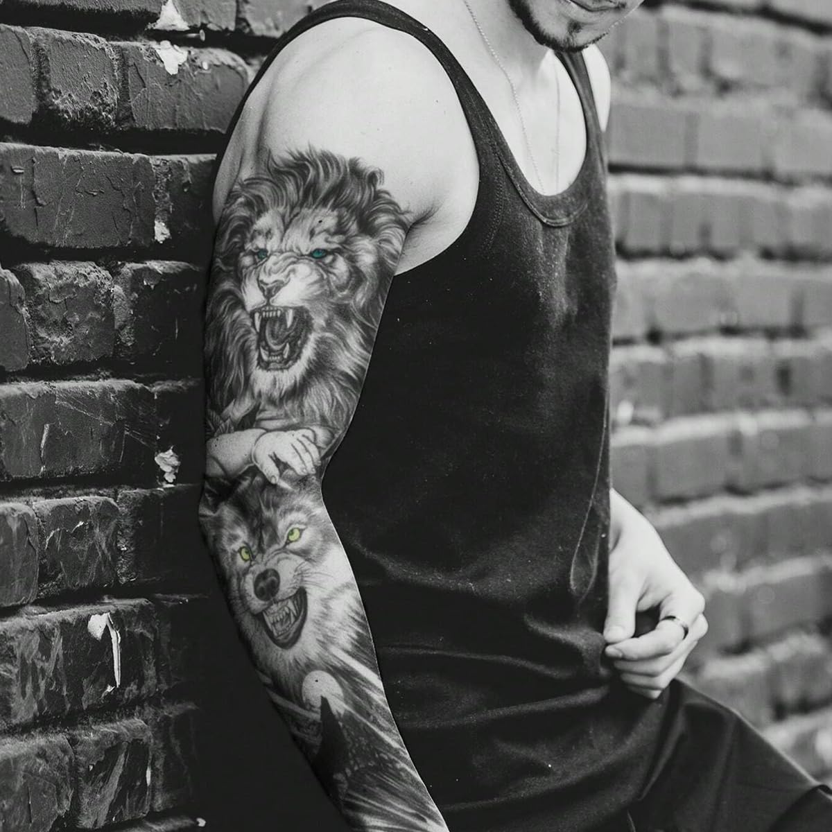 MAYCREATE Temporary Tattoo for Men with 6 Large 48cm x 17cm Sheets | Waterproof & Hypoallergenic