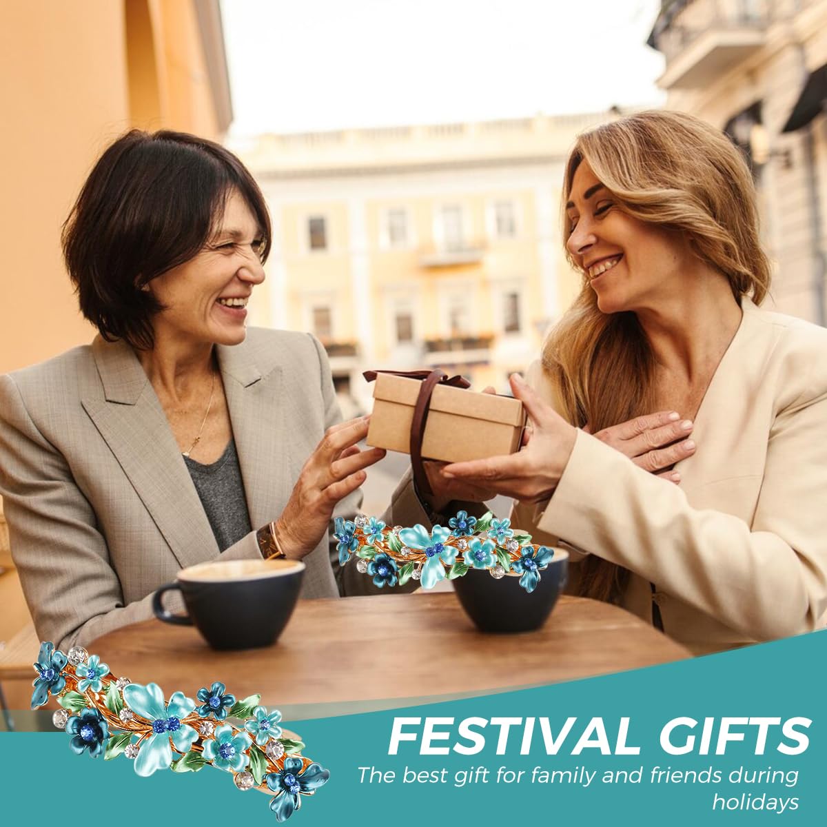 MAYCREATE Barrette Hair Clips for Women featuring 7–9cm Spring Clip Alloy Metal | Blue Crystal Style