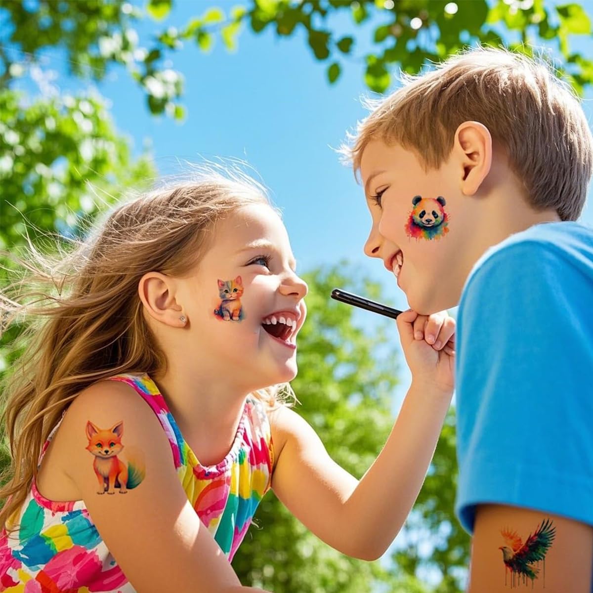 MAYCREATE Temporary Tattoo Stickers for Parties featuring 10 Sheets and 60 Animal Designs