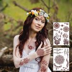 MAYCREATE Tattoo Sticker 12 Sheets Mandala Temporary Tattoo for Women Girls Brown Lotus Flower Arm Band Tattoo Waterproof Henna Tattoo Stickers for Hands, Body, Arm, Feet