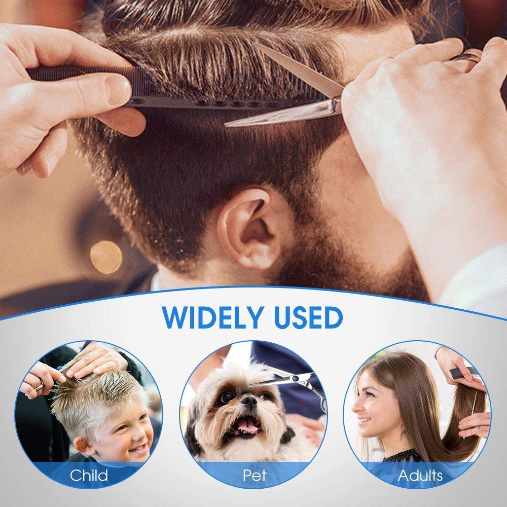 MAYCREATE Hair Cutting Scissors Set for Salon and Home Use featuring 6 in Size & Offset Grip | Stainless Steel Thinning Shears with 30 Teeth