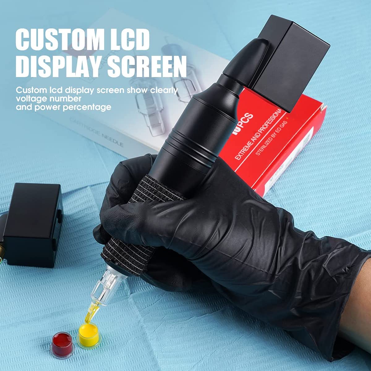 MAYCREATE Tattoo Machine with 20 Needles Cartridge, Tattoo Machine Full Kit Tattoo Pen Machine, Rotary Tattoo Machine Shader & Liner Machine Tool Tattoo Needles for Professional Tattoo Beginners