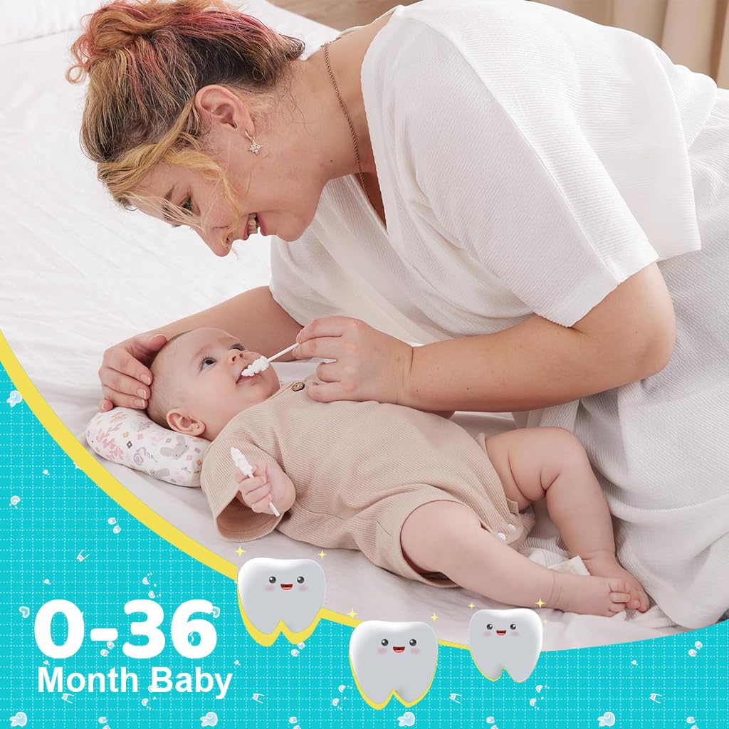 MAYCREATE 30 Count Disposable Oral Cleaning Sponge Swab Stick for Kids Adult Wet Dry Use Medical Sponge Individual Packing Cleaning Sponge Swab for Tooth Cleaning Oral Care