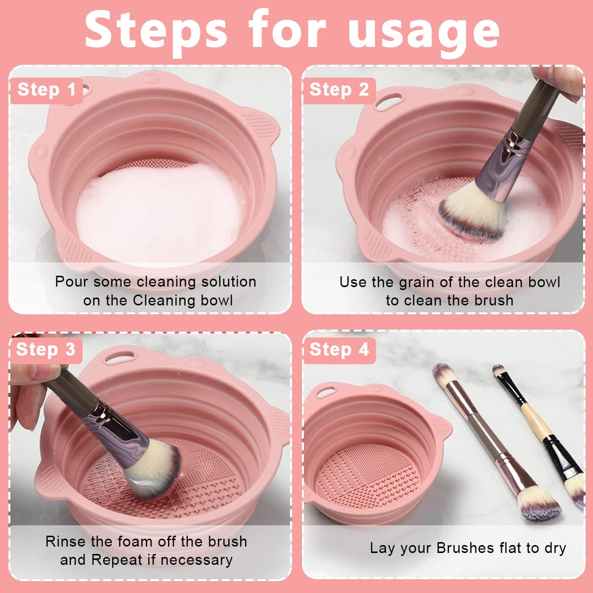 MAYCREATE Mini Makeup Brush Cleaner Bowl Silicone Makeup Brush Cleaning Basin 5.5 Inches Collapsible Cleaner Bowl for Makeup Brushes, Beauty-Blender Sponge Removing Residual Foundation