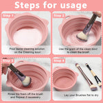 MAYCREATE Mini Makeup Brush Cleaner Bowl Silicone Makeup Brush Cleaning Basin 5.5 Inches Collapsible Cleaner Bowl for Makeup Brushes, Beauty-Blender Sponge Removing Residual Foundation