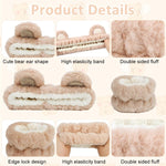 MAYCREATE Skincare Headband for Women & Wrist Band for Face Wash 3pcs Combo, Cute Facial Makeup Hair Band and Wrist Bands Towel, Bear Ears Face Wash Band Spa Headband for Women Girls