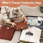 MAYCREATE Toiletries Travel Bag for Men with Handle and Smooth Zipper | PU Leather Organizer