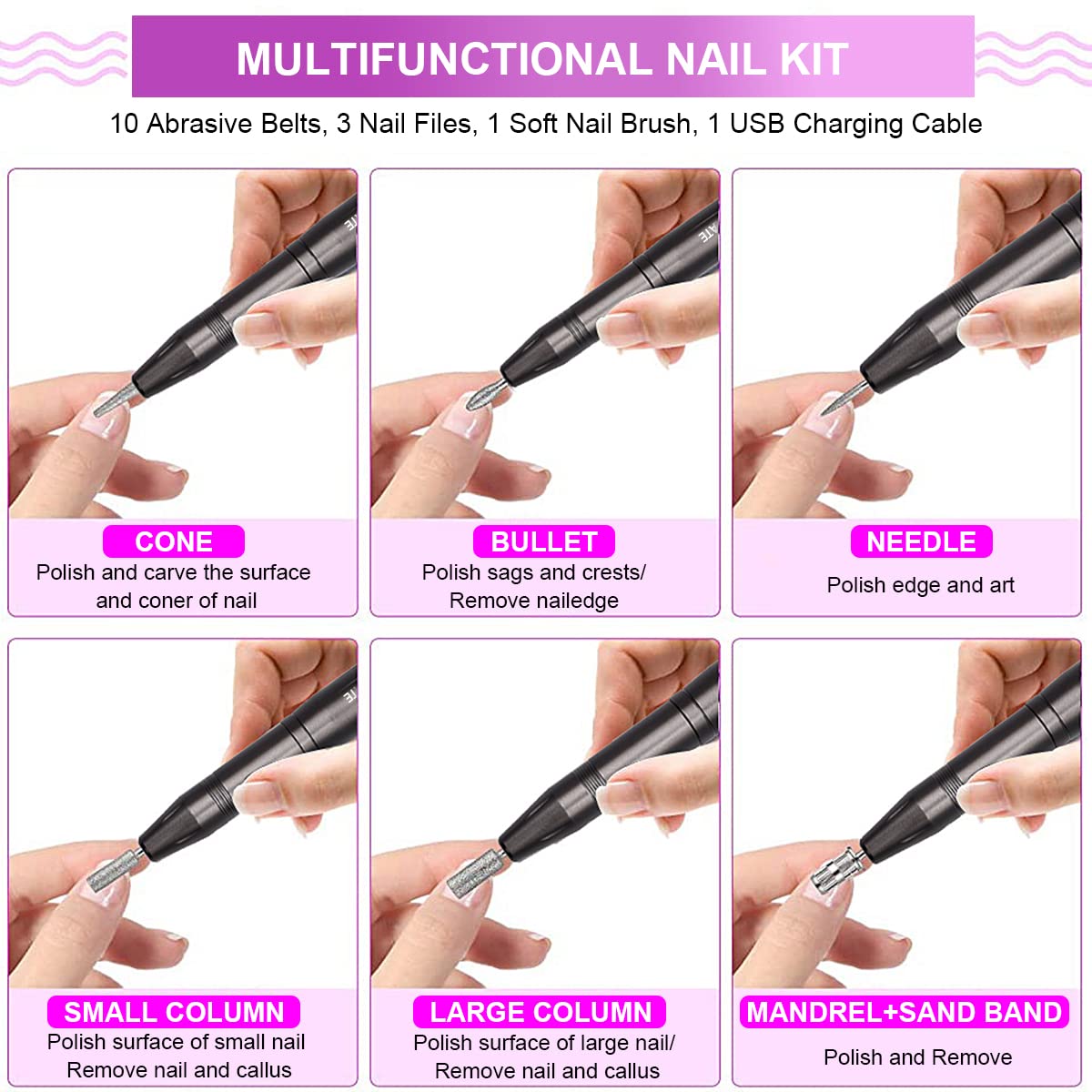 MAYCREATE Nail Drill Machine Professional, 20000rpm Adjustable Electric Nail Filer Machine with 25pcs Accessories, Portable Manicure Pedicure Kit for Women, Nail Salon, Acrylic Gels Callus Removal