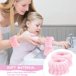 MAYCREATE 3Pcs Face Washing Headband Wristband Combo Kit, Microfiber Absorbent Hairband Wrist Wash Band Towel for Women Girls for Skincare Makeup Yoga Sport (Pink)