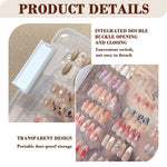 MAYCREATE Nails Storage Box for Press On Nails with 60 Sticky Strips and Clear 24 Set Organizer Case