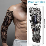 MAYCREATE Temporary Tattoo for Men with 6 Large 48cm x 17cm Sheets | Waterproof & Hypoallergenic
