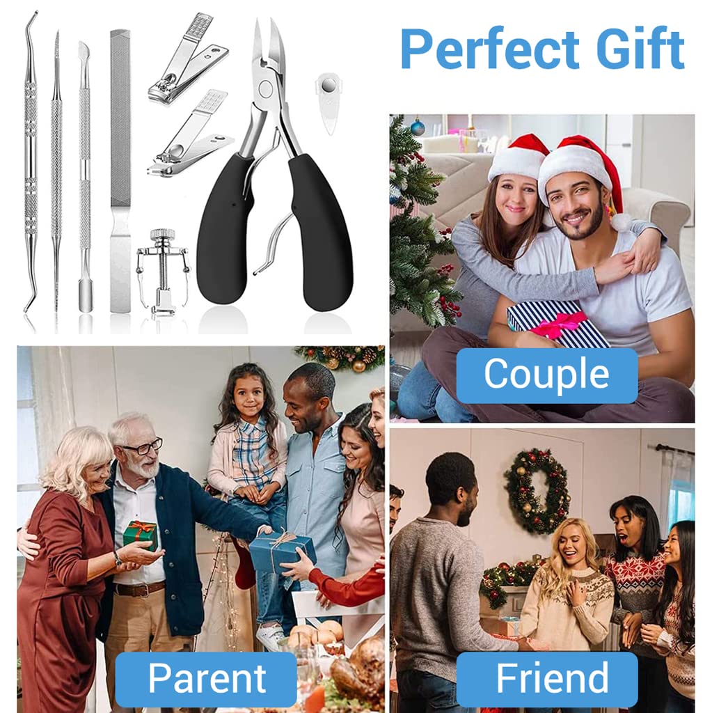 MAYCREATE® Ingrown Toenail Clippers for Ingrown or Thick Toenails, 9PCS Stainless Steel Toe Nail Clipper for Men & Seniors, Professional Pedicure Clippers Kit with Nail File