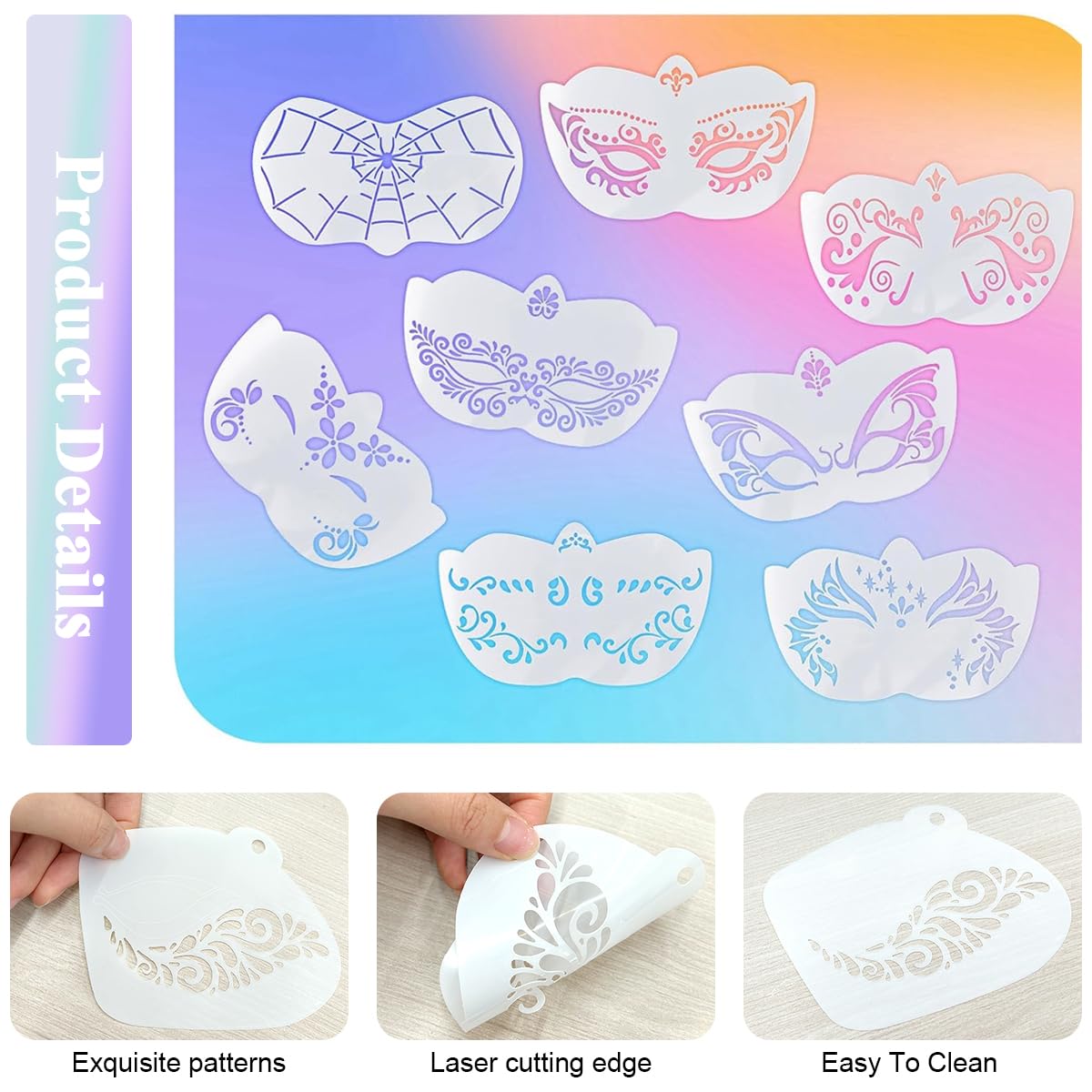 MAYCREATE Face Paint Stencils Kit for Halloween and Party Makeup featuring 28 Designs | Reusable PET for Kids and Adults