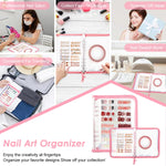 MAYCREATE Press On Nail Organizer with 4 Insert Pages and Acrylic Tape, Pink | Reusable A5 Nail Storage Book