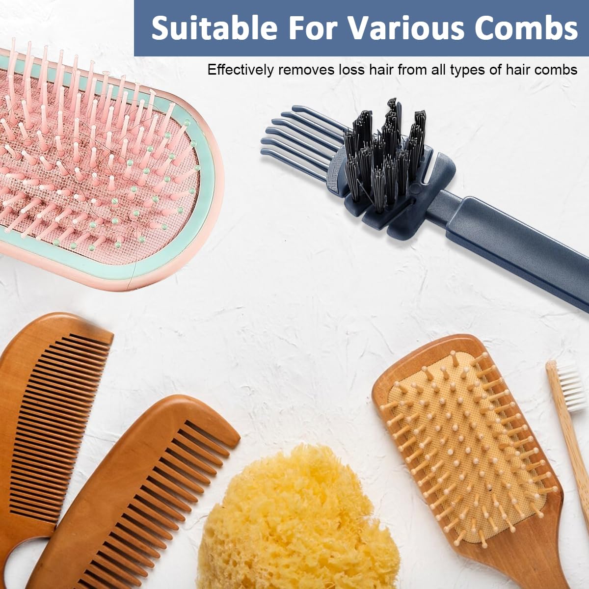 MAYCREATE Hair Brush Cleaner, Hair Comb Cleaner Brush, Hair Brush Cleaning Tool, Hair Detangling Rake Brush Tangled Hair Remover Tool for Removing Hair Dust, Home and Salon Use