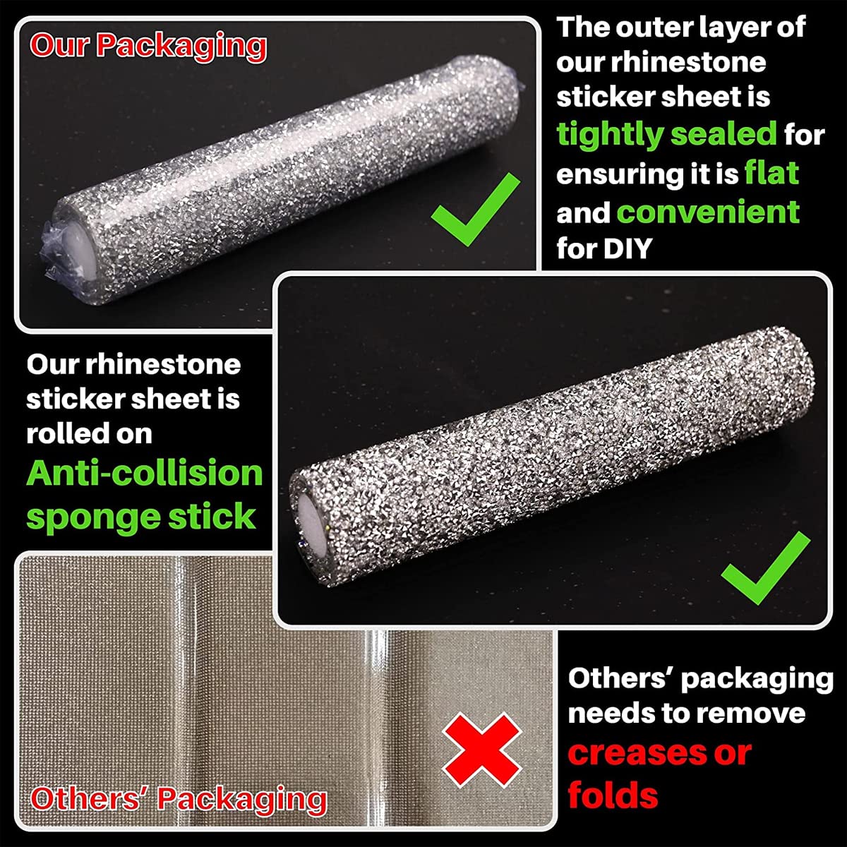 MAYCREATE Self Adhesive Rhinestone Strips for DIY Crafts with Strong Adhesion 9.4 x 15.8 in White | Cuttable Bling Ribbon for Decoration