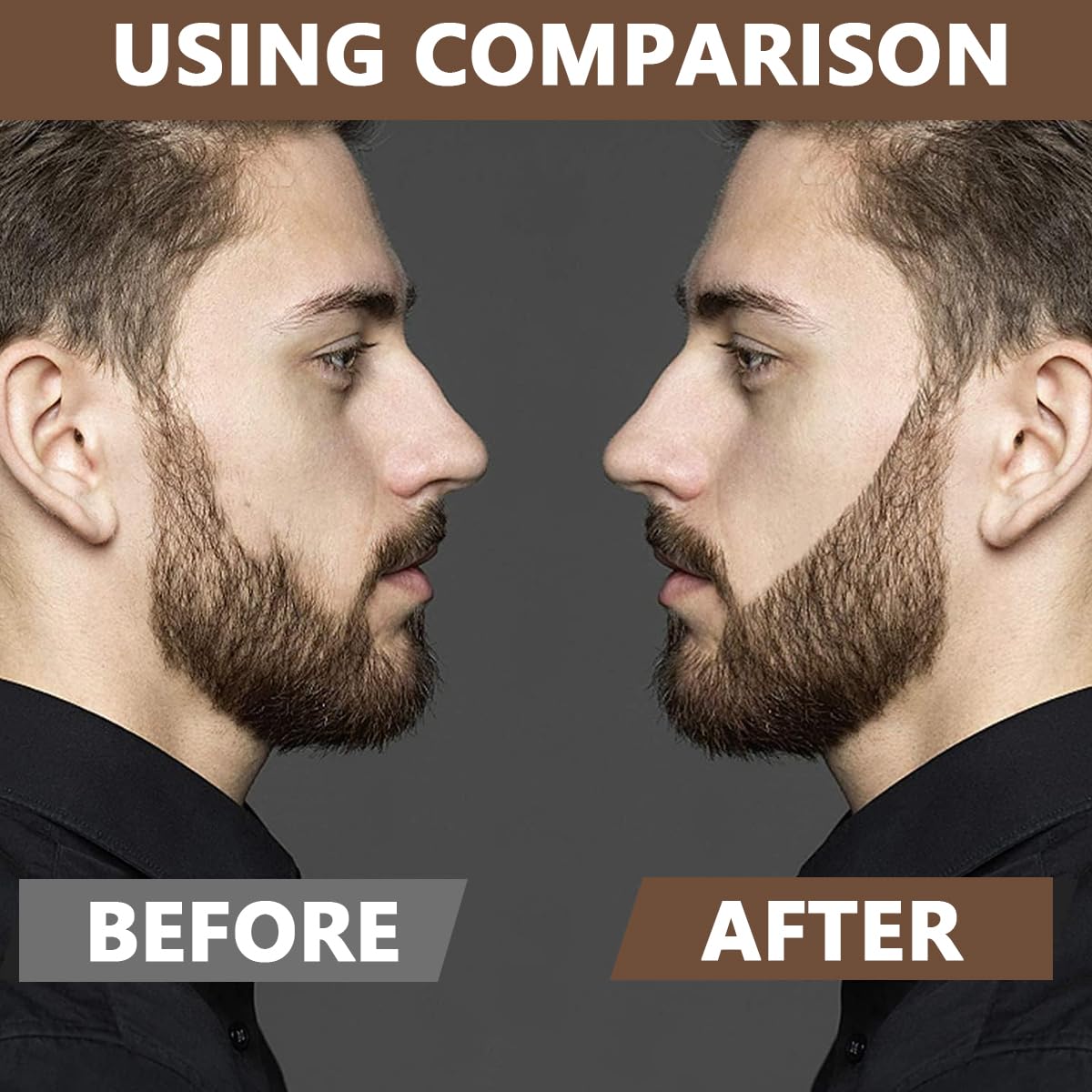 MAYCREATE Barber Beard Pencil Filler for Men Dual Tip 2 in 1 Beard Pencil with Comb & Brush for Beard Styling, Sweat Proof Beard Pencil Filler Mustache Kit for Beard, Mustache, Eyebrows (dark brown)