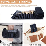 MAYCREATE Makeup Brush Holder for Travel with 12 Sleeves and Roll Up Design | Black Polyester